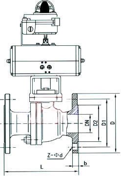 q641气动球阀(双作用气缸) 结构图 / 尺寸图