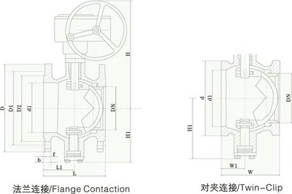 电动V型调节球阀 结构图 / 尺寸图