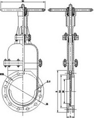 PZ73手动刀型闸阀 结构图 / 尺寸图