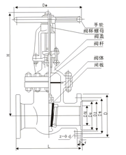 Z41W不锈钢法兰闸阀 结构图 / 尺寸图
