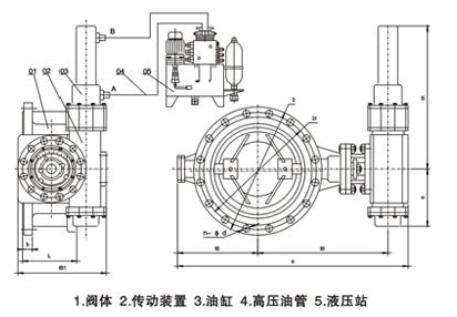 液控快速关闭蝶阀 结构图 / 尺寸图